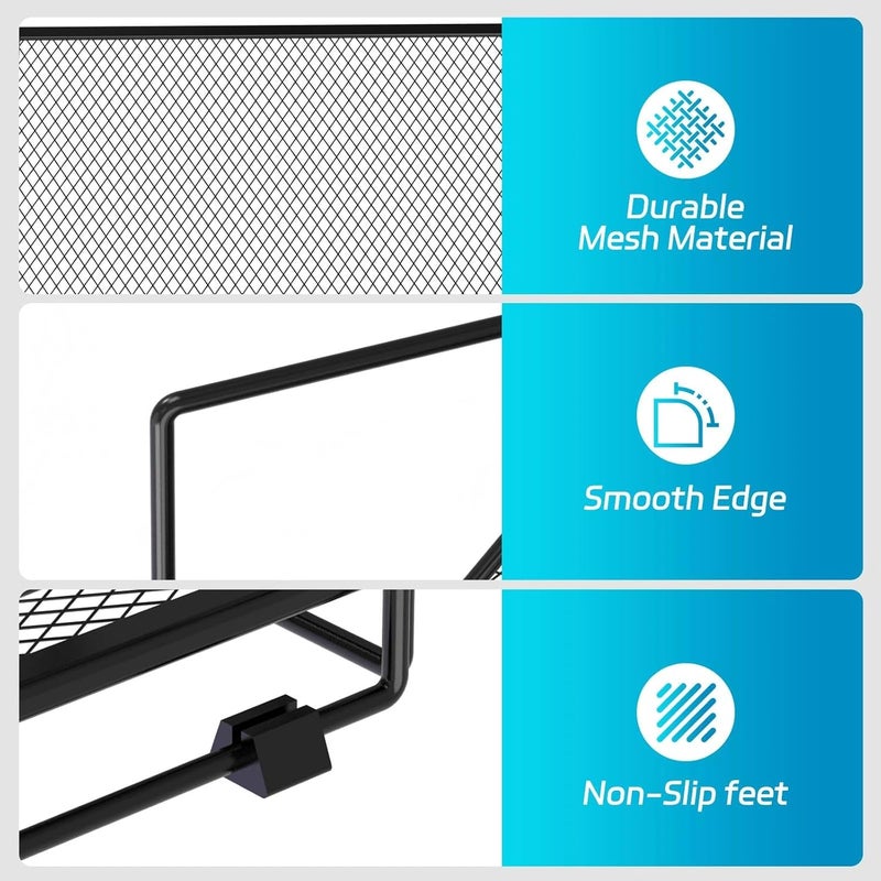ReePlan 5-Tier Paper Organizer + File Holder + 4 Pen Holders, Desk Organizer Paper Letter Tray for Home, Office and School Supplies, Black - Image 4